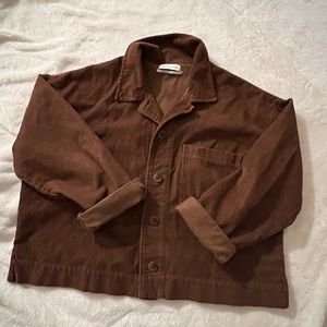 cropped corduroy shacket